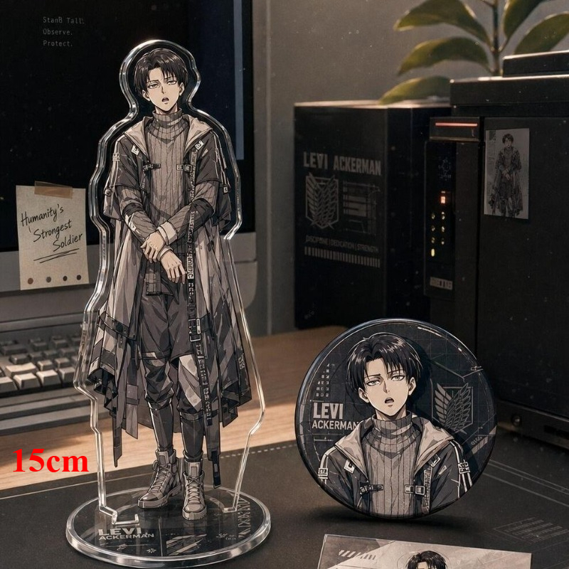 Windbreaker Anime Merchandise - ชุดป้ายอะคริลิคตั้งโต๊ะลายเลวี แอคเคอร์แมน จากอนิเมะ Attack on Titan