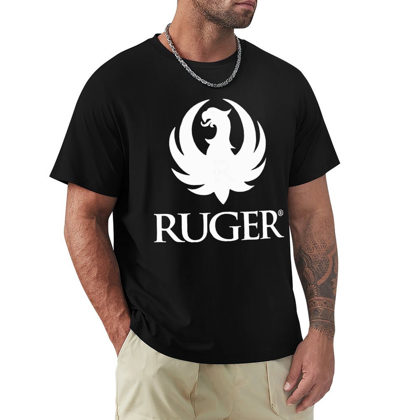 Anime Merchandise T Shirt - เสื้อยืดลายโลโก้ R.uger เสื้อยืดลายอนิเมะสำหรับผู้ชาย