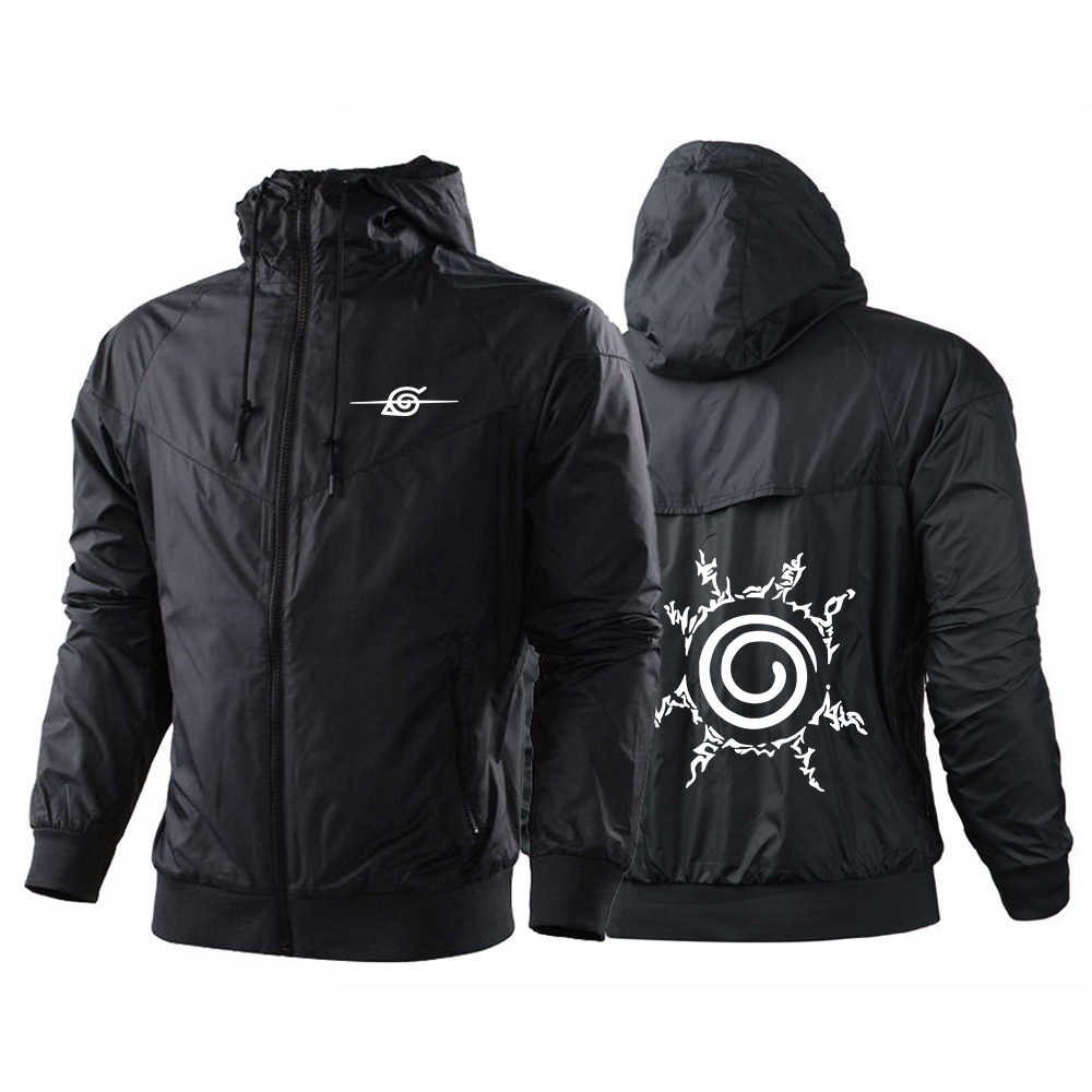 Windbreaker Anime Merchandise - เสื้อแจ็คเก็ตมีฮู้ดลายการ์ตูนนารูโตะ ปี 2026 สำหรับผู้ชาย รุ่นใหม่ ฤดูใบไม้ผลิและฤดูใบไม้ร่วง